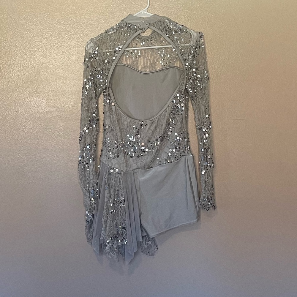 Weissman Dance Costume  Silver and Sequins Adult Medium